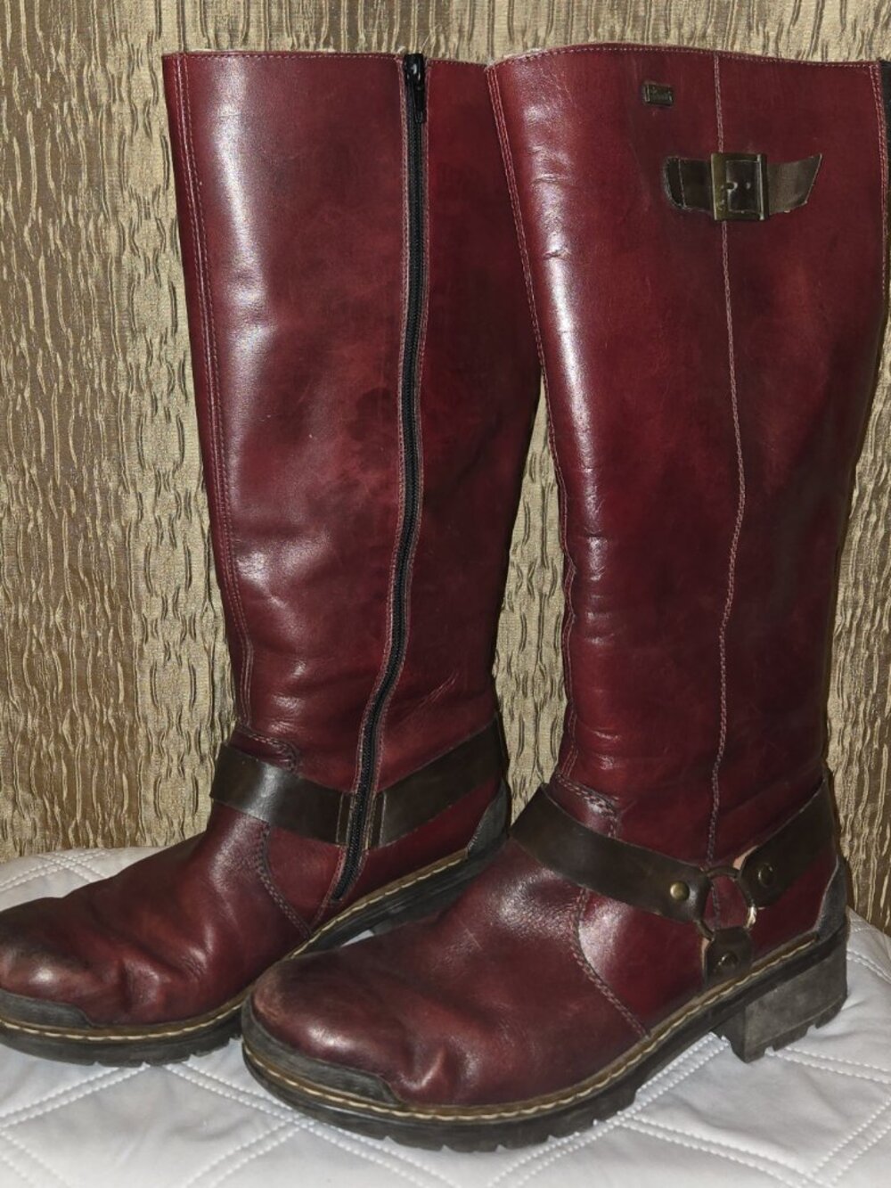 Rieker Red Moto/Combat-Style Leather Boot - Picture 9 of 10